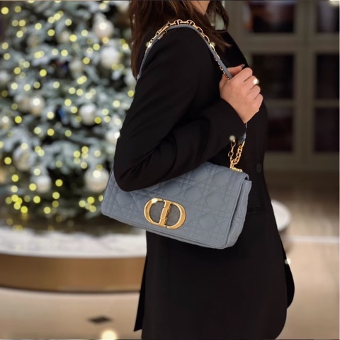 DIOR 藍金Caro中號肩背斜背包25*15*8.5 98新配件塵袋