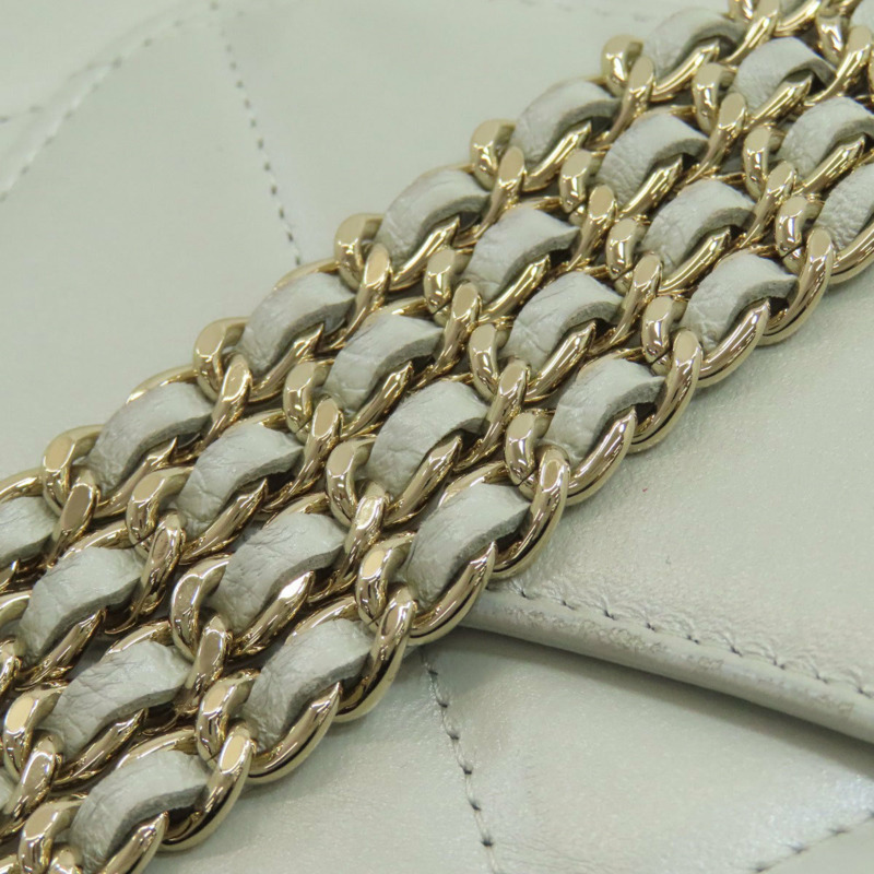 香奈兒鏈條肩背包，絎縫，金色五金，羊皮，女士-13