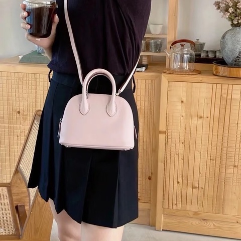 HERMES 夢幻紫銀扣保齡球 mini手提肩背斜背包19*14*7.5 99新配件盒子塵袋