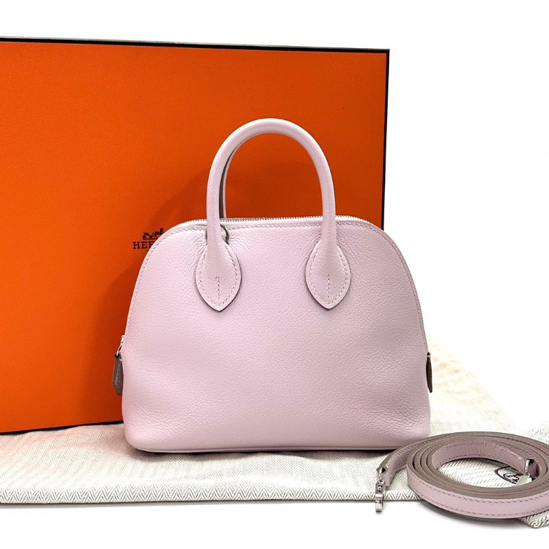 HERMES 夢幻紫銀扣保齡球 mini手提肩背斜背包19*14*7.5 99新配件盒子塵袋-1