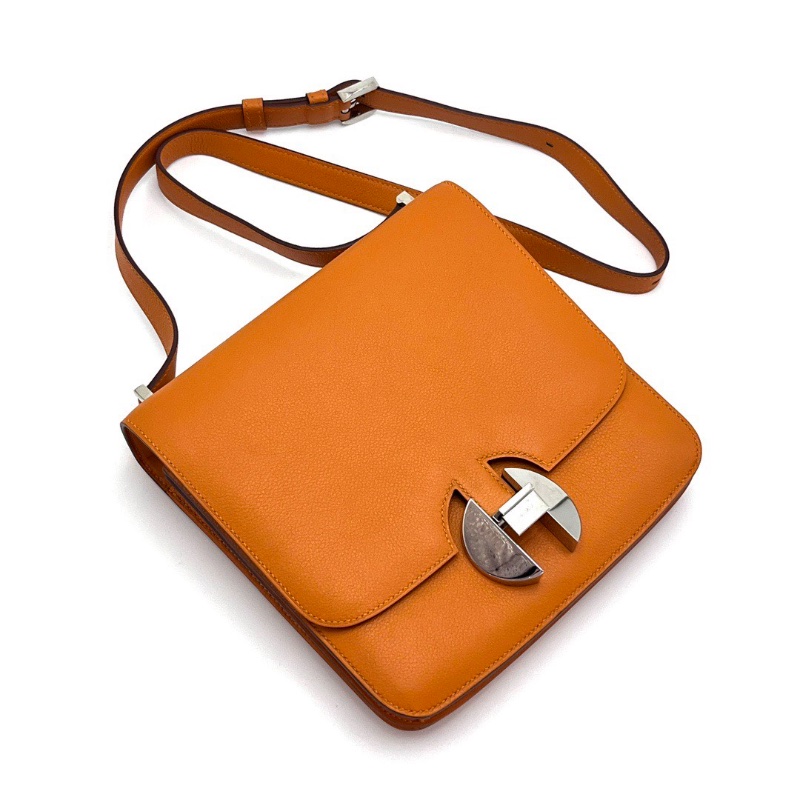 HERMES 橙色銀扣 肩背斜背包20*20*4 98新配件塵袋-3