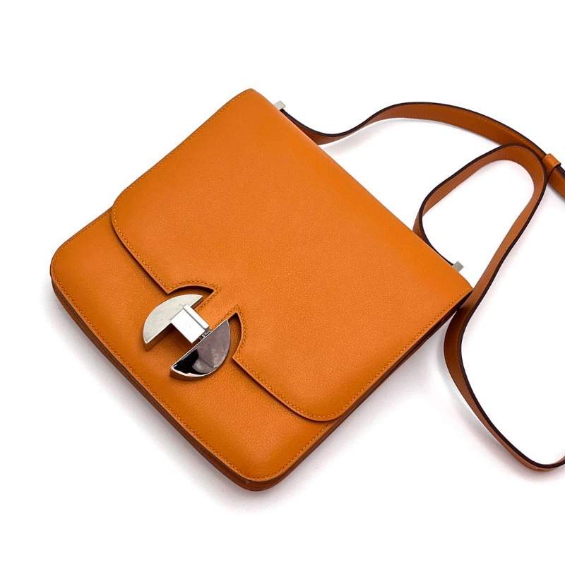 HERMES 橙色銀扣 肩背斜背包20*20*4 98新配件塵袋-5