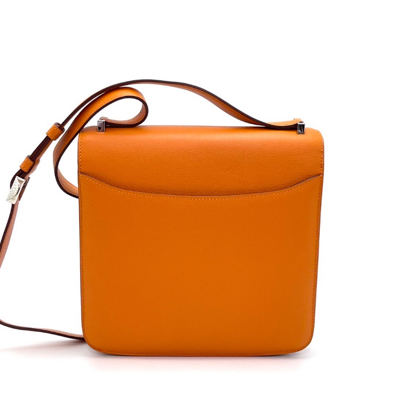 HERMES 橙色銀扣 肩背斜背包20*20*4 98新配件塵袋-6
