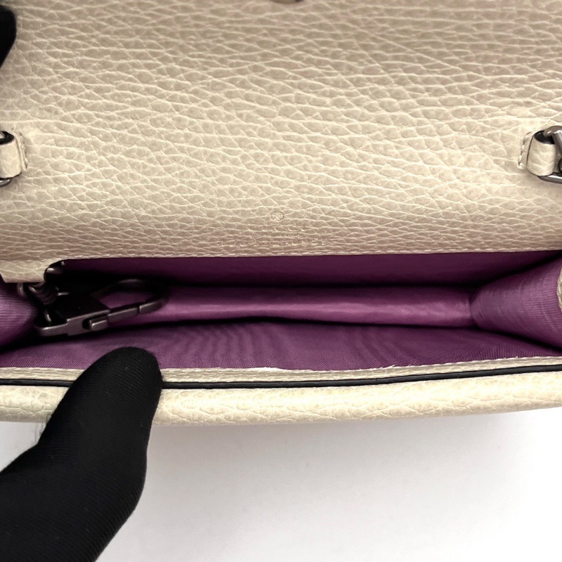 GUCCI 酒神mini白色全皮 鑽扣肩背斜背包16*10*3.5 98新配件盒子塵袋-2