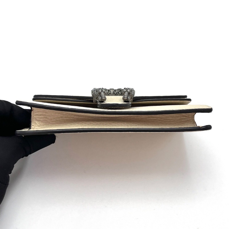 GUCCI 酒神mini白色全皮 鑽扣肩背斜背包16*10*3.5 98新配件盒子塵袋-4