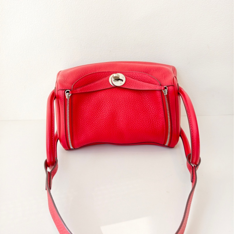 Hermes 愛馬仕 lindy 26 紅色 C刻-6