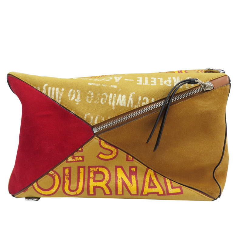 卡其色 帆布 Puzzle XL 肩背包【LOEWE 羅威】-1