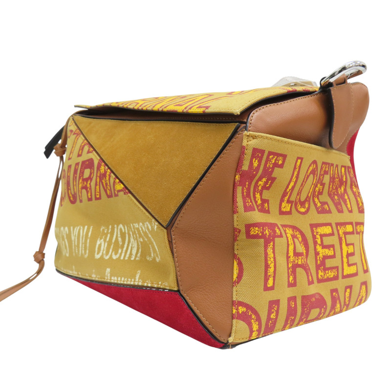 卡其色 帆布 Puzzle XL 肩背包【LOEWE 羅威】-2