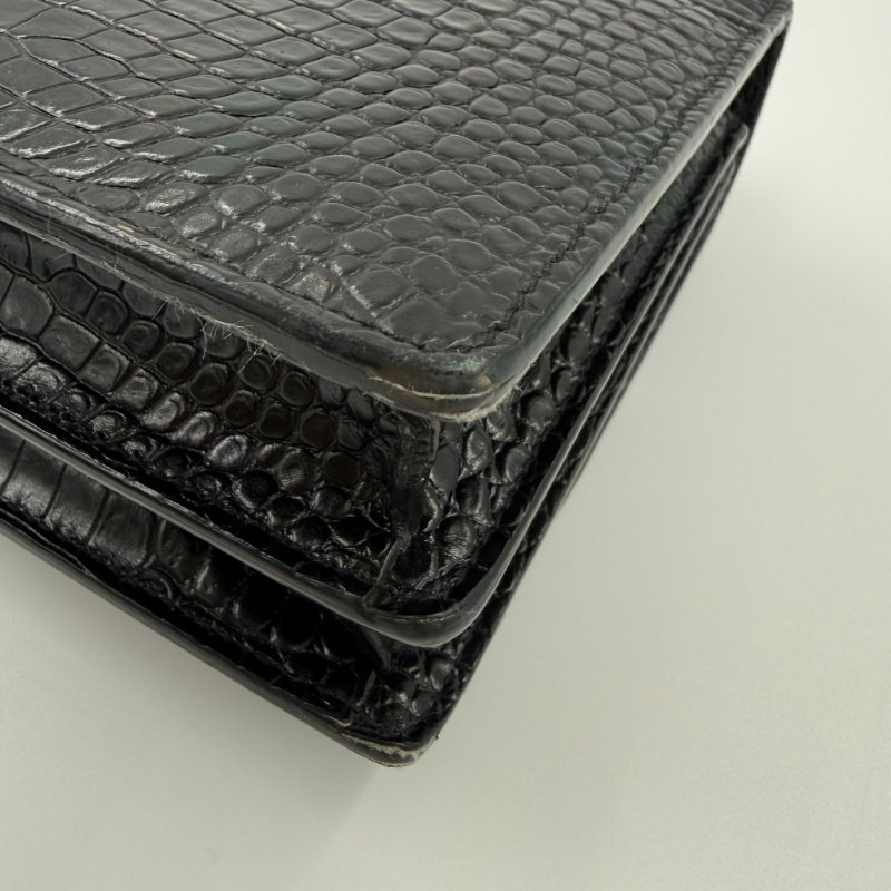 Saint Laurent - 黑色銀釦鱷魚壓紋SUNSET日落包╻中號-12