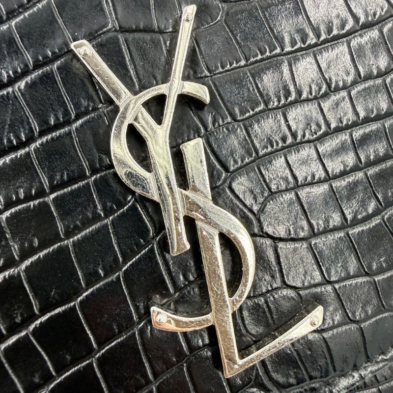 Saint Laurent - 黑色銀釦鱷魚壓紋SUNSET日落包╻中號-16