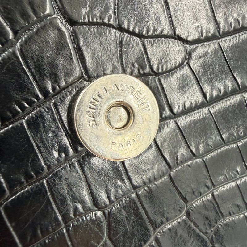 Saint Laurent - 黑色銀釦鱷魚壓紋SUNSET日落包╻中號-18