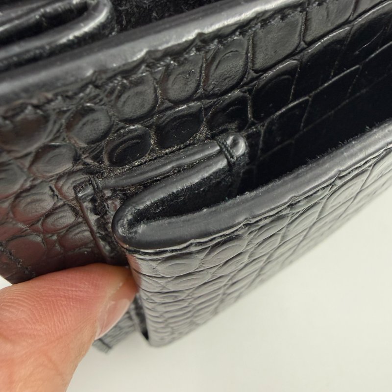 Saint Laurent - 黑色銀釦鱷魚壓紋SUNSET日落包╻中號-20