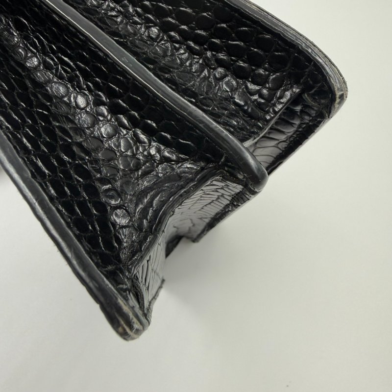 Saint Laurent - 黑色銀釦鱷魚壓紋SUNSET日落包╻中號-22