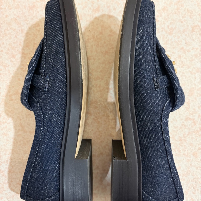 CHANEL 單寧銀釦雙C樂福鞋（size：35）-2