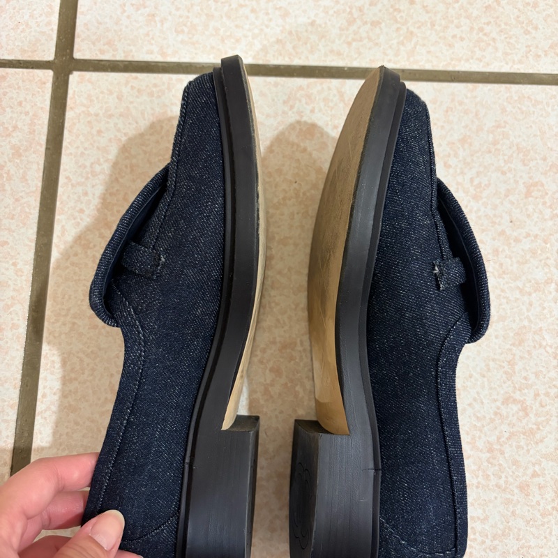 CHANEL 單寧銀釦雙C樂福鞋（size：35）-3