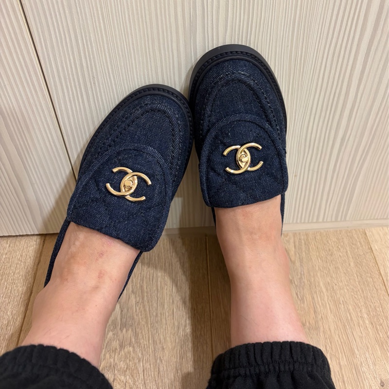 CHANEL 單寧銀釦雙C樂福鞋（size：35）-6