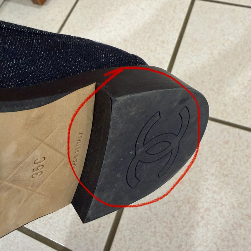 CHANEL 單寧銀釦雙C樂福鞋（size：35）-9