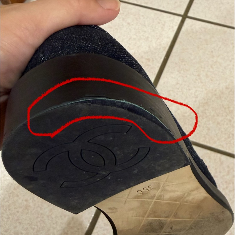 CHANEL 單寧銀釦雙C樂福鞋（size：35）-12