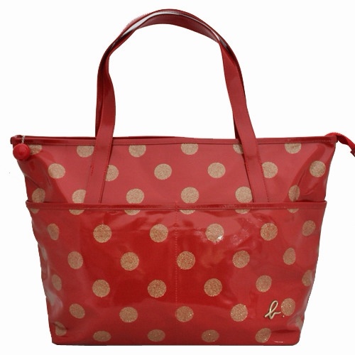 agnès b. 紅色金點點托特包｜大容量肩背包｜輕量防水材質｜日常通勤包-2