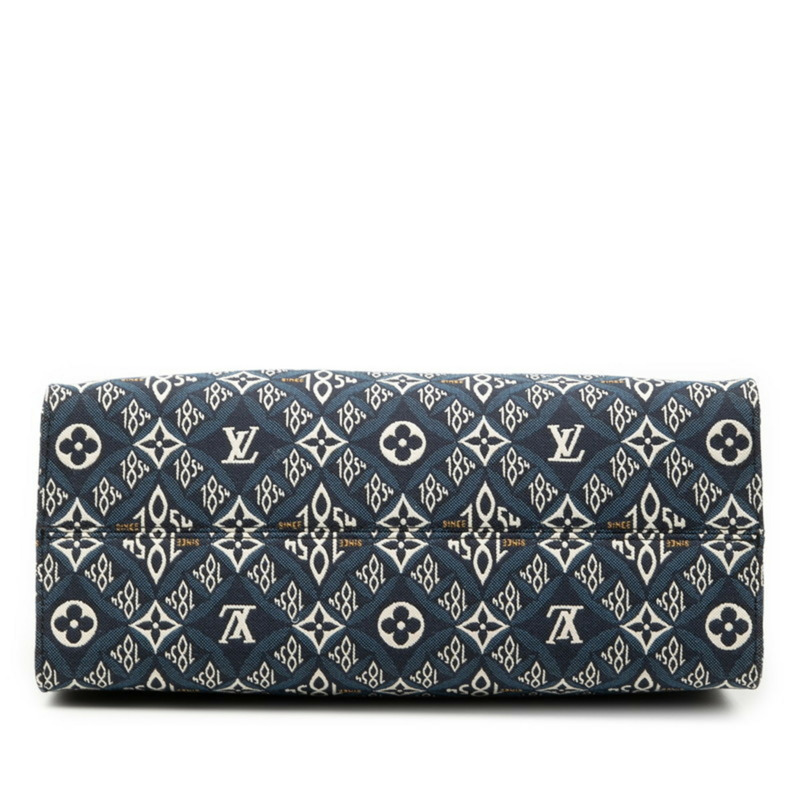 路易威登 Monogram Jacquard On-the-Go MM Since 1854 手提包 M57396 海軍藍帆布皮革女士 LOUIS VUITTON-2
