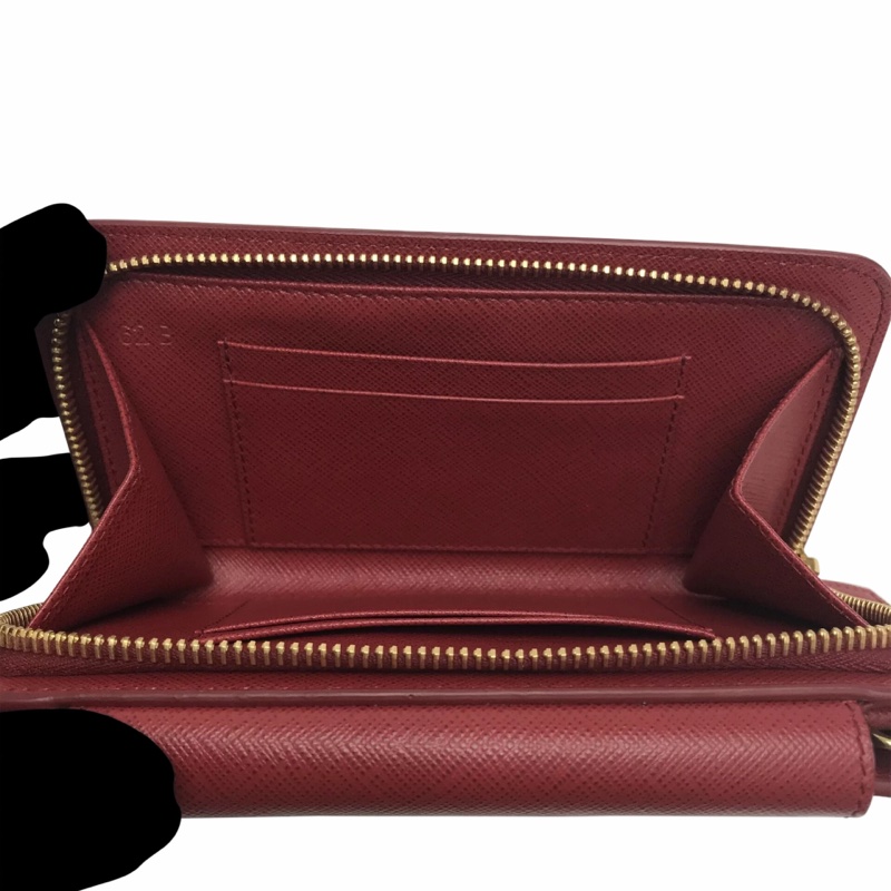 Prada 紅色鏈條長夾斜背包 稀有款｜Saffiano牛皮｜金Logo｜WOC 錢包-12