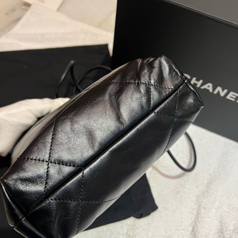 Chanel 香奈兒22bag mini稀有白字黑金-3