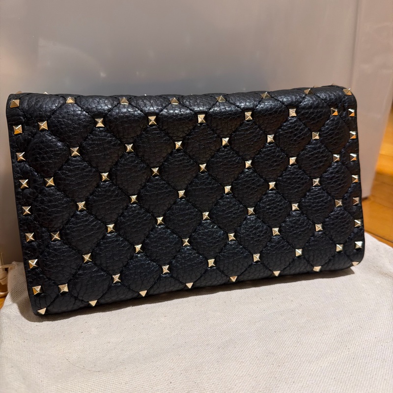 VALENTINO Rockstud Spike 黑色手拿包｜鉚釘｜金扣｜晚宴包｜小羊皮｜近新-7