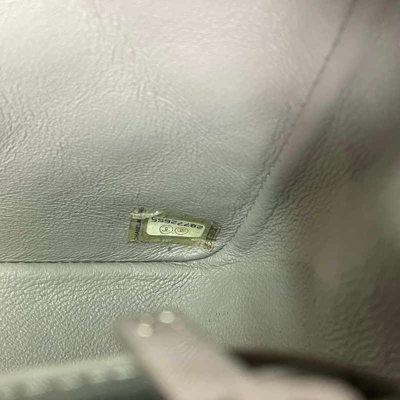 Chanel香奈兒 灰色全皮銀扣方胖子鏈條包 鐳射28開，.尺寸16.5*13*7cm-11