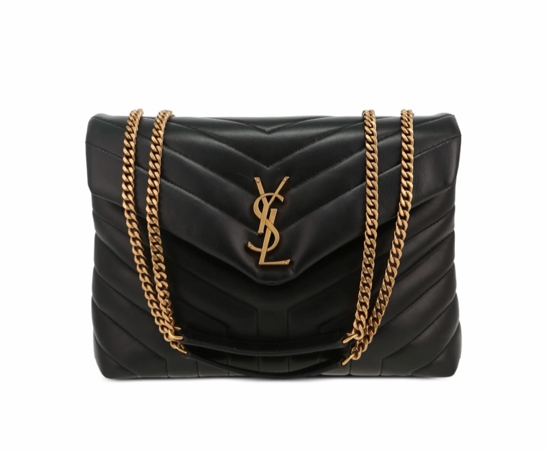 YSL Loulou 黑色小牛皮鏈條包｜金Logo｜Saint Laurent 肩背包手提包｜經典V字絎縫｜近新-1