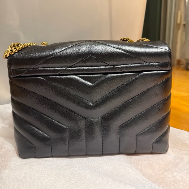 YSL Loulou 黑色小牛皮鏈條包｜金Logo｜Saint Laurent 肩背包手提包｜經典V字絎縫｜近新-3