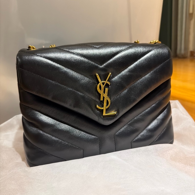 YSL Loulou 黑色小牛皮鏈條包｜金Logo｜Saint Laurent 肩背包手提包｜經典V字絎縫｜近新-6