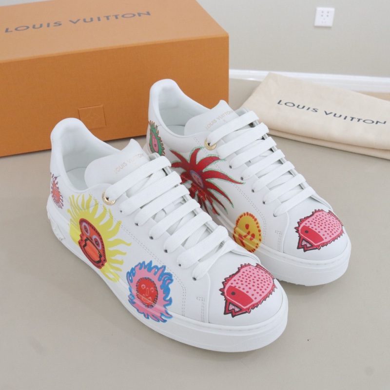閒置新LouisVuitton路易威登草間彌生time out小白鞋女鞋，37.5碼，配件盒子防塵袋-0