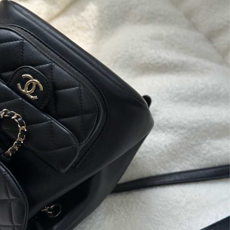 (台灣購證🇹🇼全配)Chanel 24A mini duma 黑色牛皮後背包✨最新晶片款-5