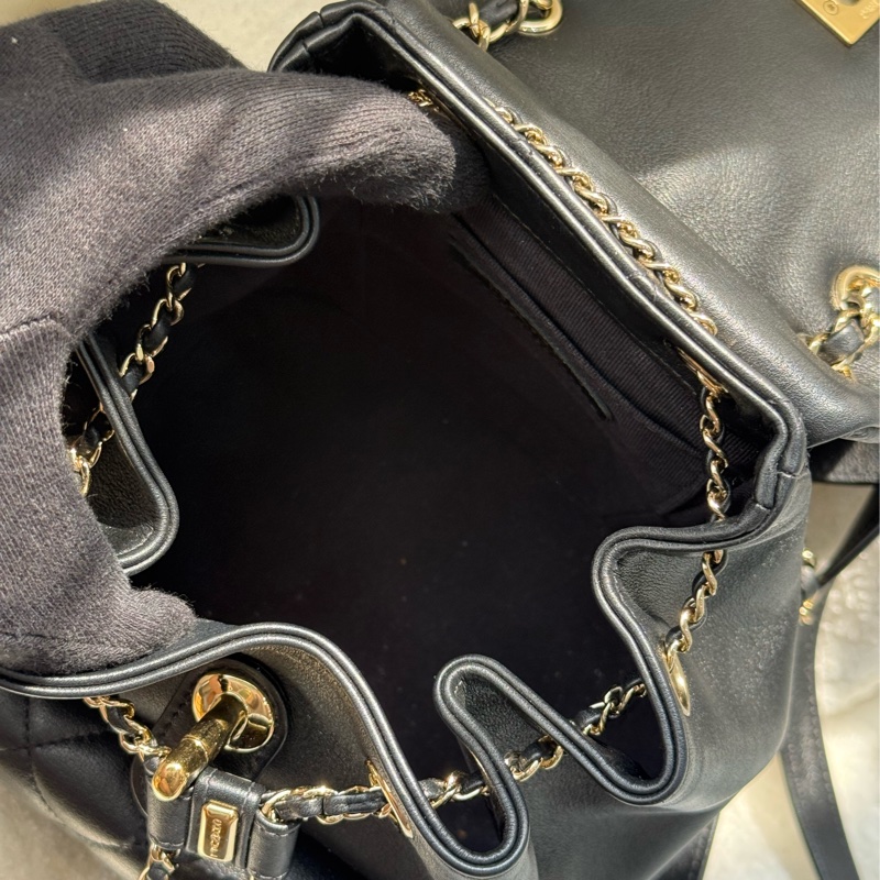 (台灣購證🇹🇼全配)Chanel 24A mini duma 黑色牛皮後背包✨最新晶片款-16