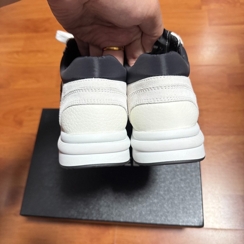 Chanel運動鞋香奈兒徽標黑白熊貓低幫跑步鞋 米白黑 37碼-5