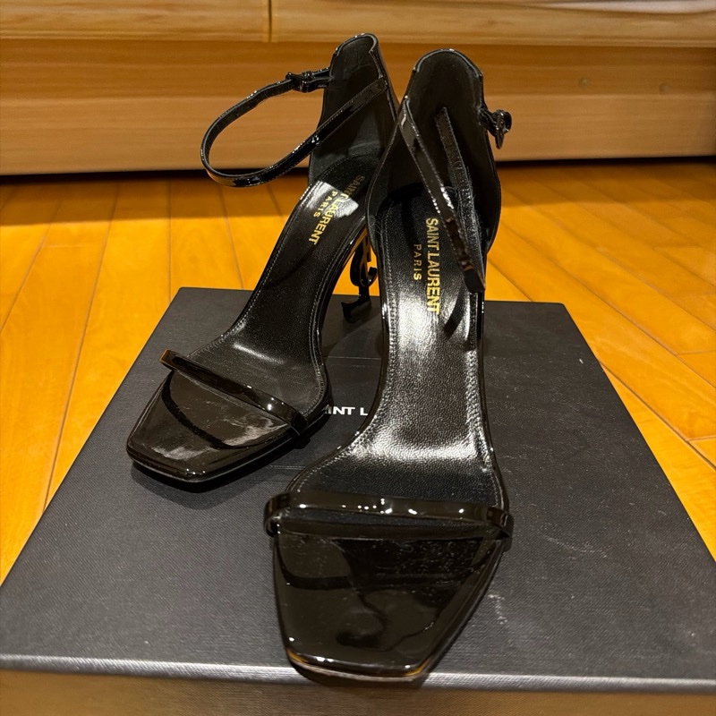 Saint Laurent Opyum YSL 高跟鞋｜黑色漆皮｜YSL Logo鞋跟｜38｜經典設計-0