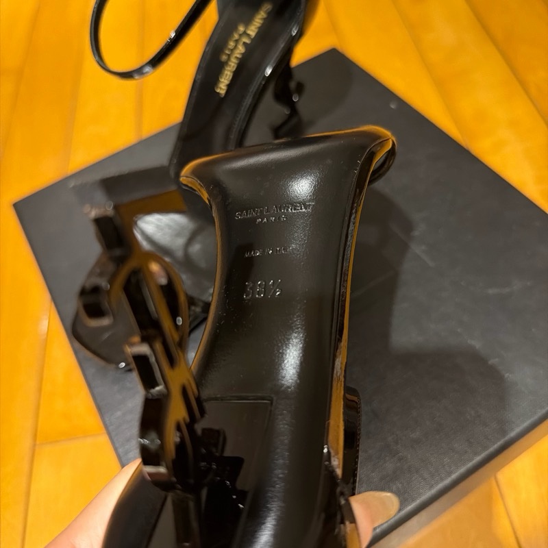 Saint Laurent Opyum YSL 高跟鞋｜黑色漆皮｜YSL Logo鞋跟｜38｜經典設計-5