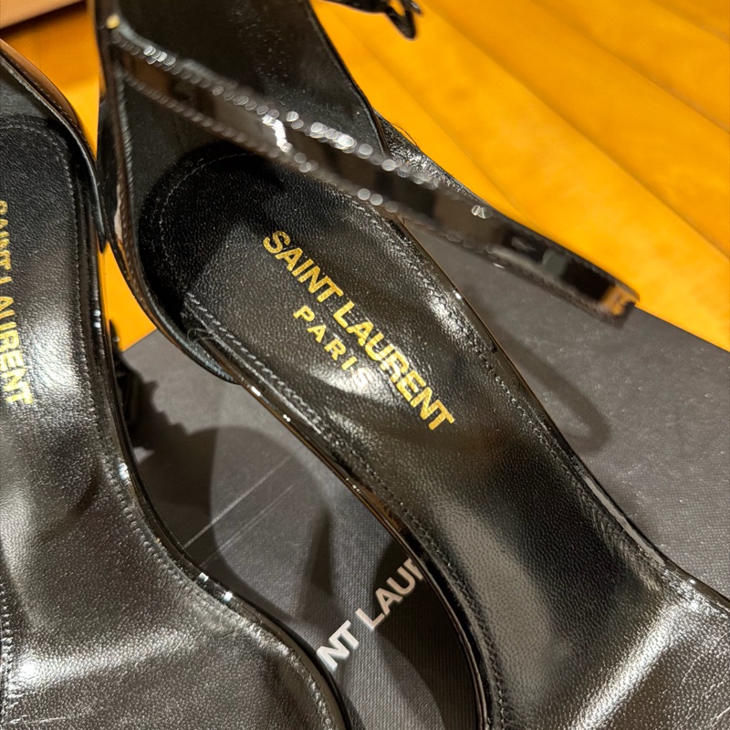 Saint Laurent Opyum YSL 高跟鞋｜黑色漆皮｜YSL Logo鞋跟｜38｜經典設計-8