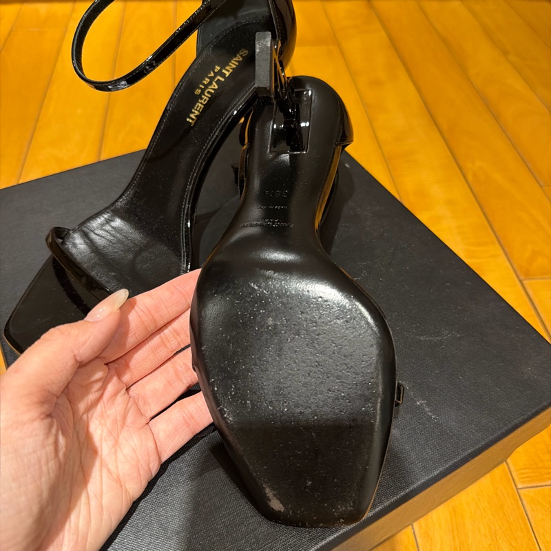 Saint Laurent Opyum YSL 高跟鞋｜黑色漆皮｜YSL Logo鞋跟｜38｜經典設計-10