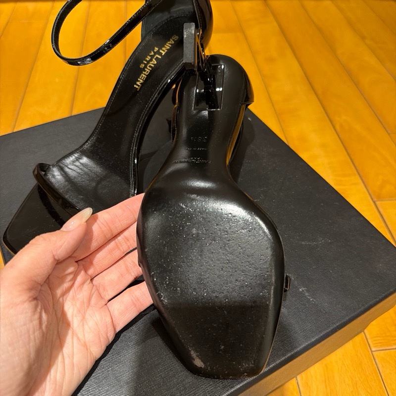 Saint Laurent Opyum YSL 高跟鞋｜黑色漆皮｜YSL Logo鞋跟｜38｜經典設計-12