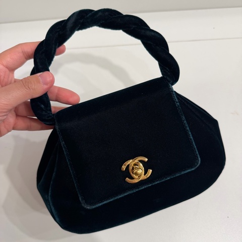 Chanel 收藏家款 綠色 絲絨 麻花元寶小手提 Kelly 罕有