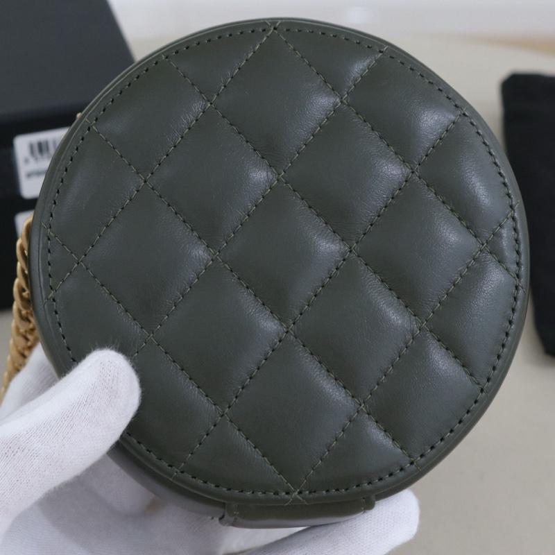 99.5新香奈兒菱格小圓餅包，鏈條可調節，尺寸12*12cm，配件防塵袋盒子-1