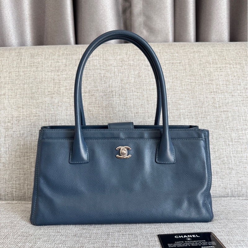 Chanel 香奈兒 中古 Cerf tote 小號 Small size 霧霾藍色-0
