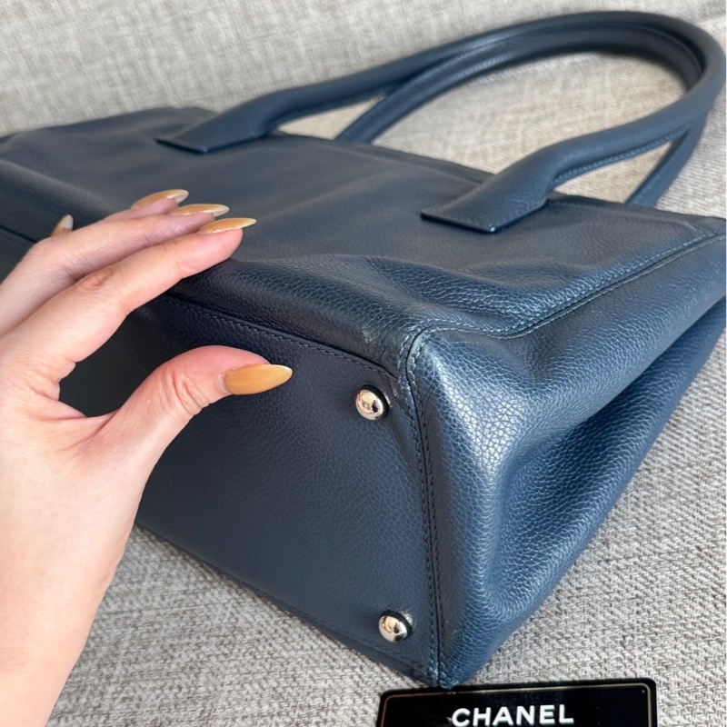 Chanel 香奈兒 中古 Cerf tote 小號 Small size 霧霾藍色-10