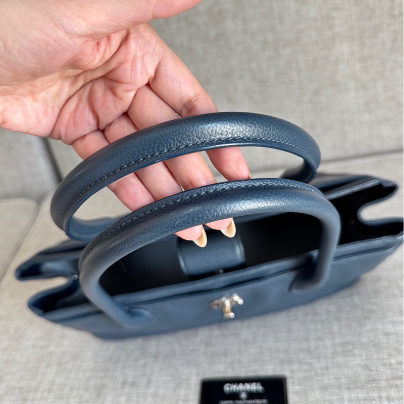 Chanel 香奈兒 中古 Cerf tote 小號 Small size 霧霾藍色-13