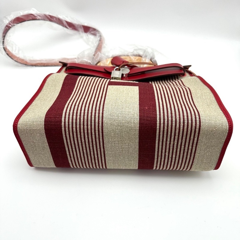 HERMES 限量款H條紋帆布拼皮 herbag31子母手提斜背包31*25*11 99新配件塵袋 鑰匙鎖-4