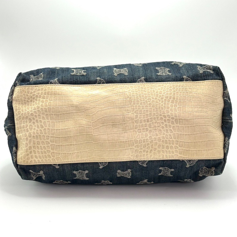 CELINE 牛仔帆布拼皮漸變 手提腋下托特包35*29*13 98新配件塵袋-4