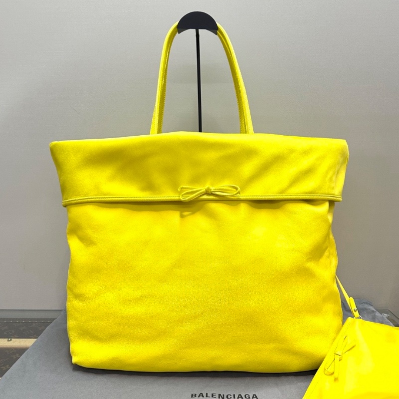 BALENCIAGA 24fall 超大號雙面綢緞拼皮肩背子母購物袋44*49*18 98新配件塵袋-1