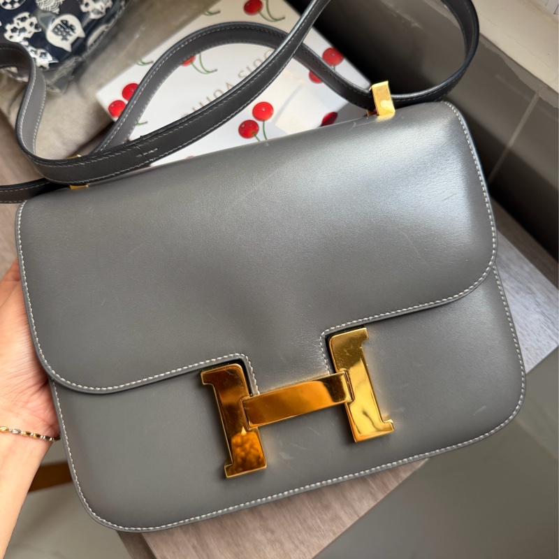 Hermes 愛馬仕 Constance 23 灰色Box皮 中古 鉛筆灰 稀有 金扣-0