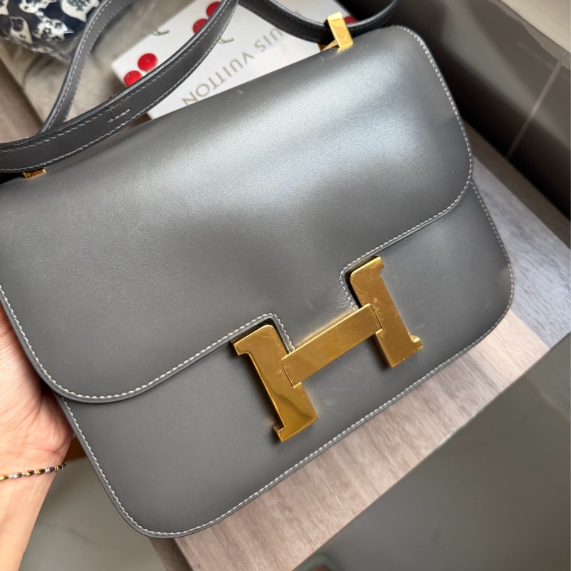 Hermes 愛馬仕 Constance 23 灰色Box皮 中古 鉛筆灰 稀有 金扣-1